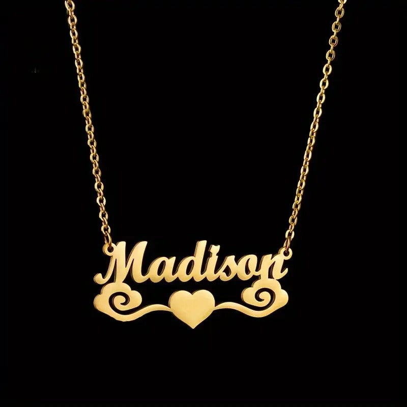 π Personalised Stainless Steel Heart Name Pendant Necklace β¨