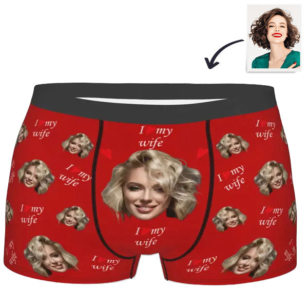 Personalised Boxer Briefs with Custom Photo - I Love My Wife