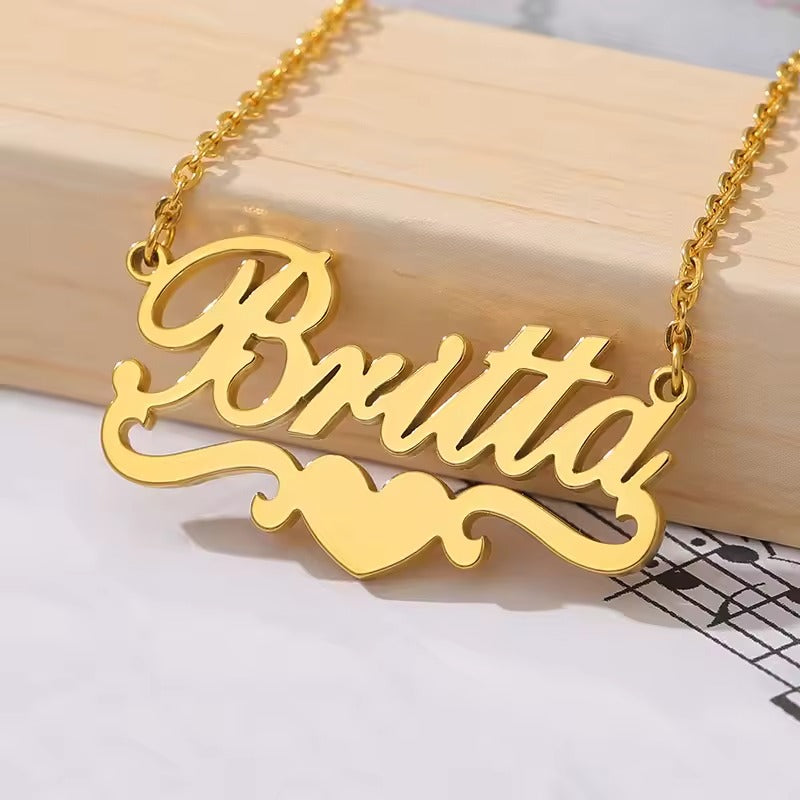π Personalised Stainless Steel Heart Name Pendant Necklace β¨