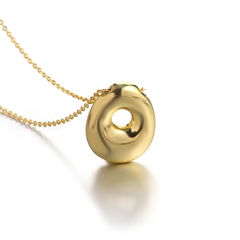 Custom Name Initial Chunky Balloon Bubble Letter Necklace - Gold Plated
