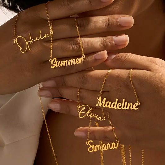 ✨ Personalised Stainless Steel Name Necklace – Elegant Cursive Lettering ✍️