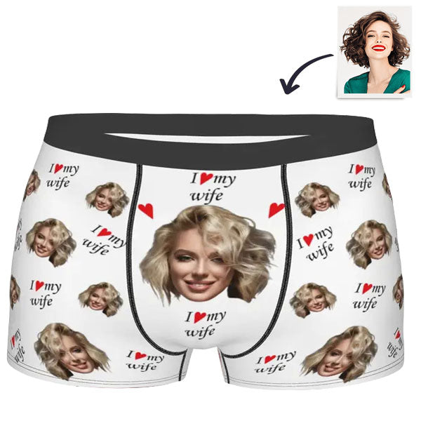 Personalised Boxer Briefs with Custom Photo - I Love My Wife
