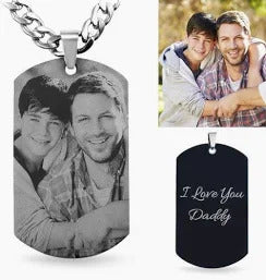 🛠️ Personalised Stainless Steel Pendant Necklace with Photo & Engraved Text – A Bold, Meaningful Keepsake 🖤📸